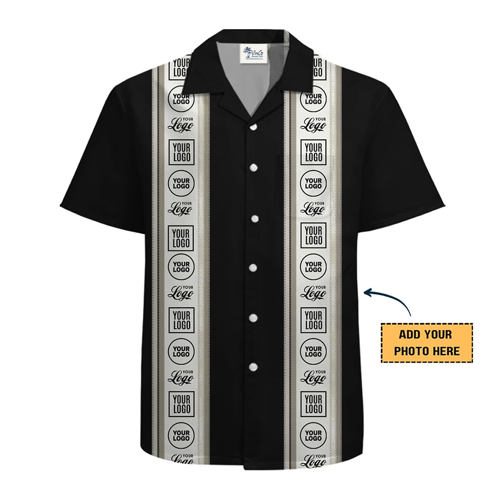 Personalized Vertical Stripe Hawaiian Shirt With Company Logo