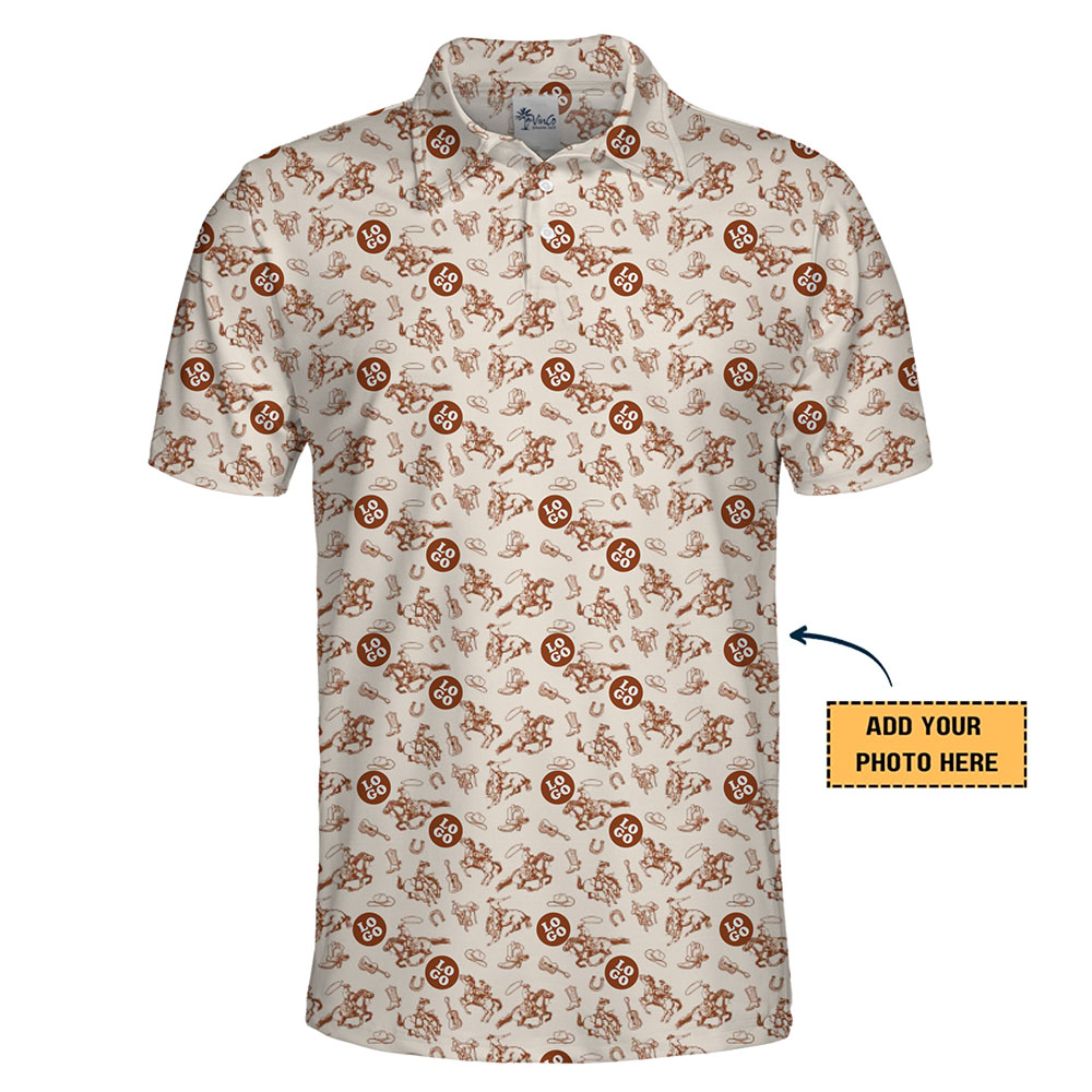 Classic Cowboy Crest Golf Polo Shirt With Custom Logo