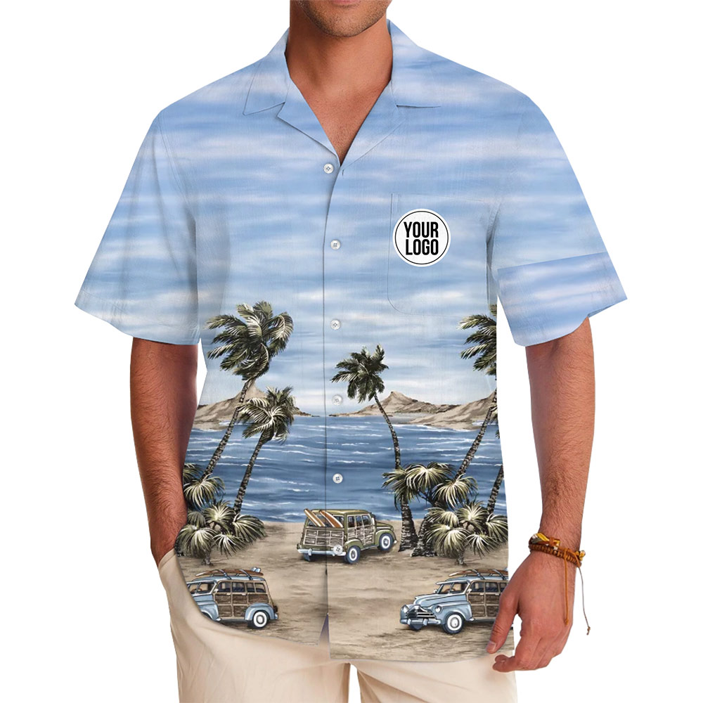 Retro Surf Beach Aloha Shirt with Custom Logo - variant image 1