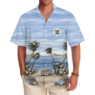 Retro Surf Beach Aloha Shirt with Custom Logo