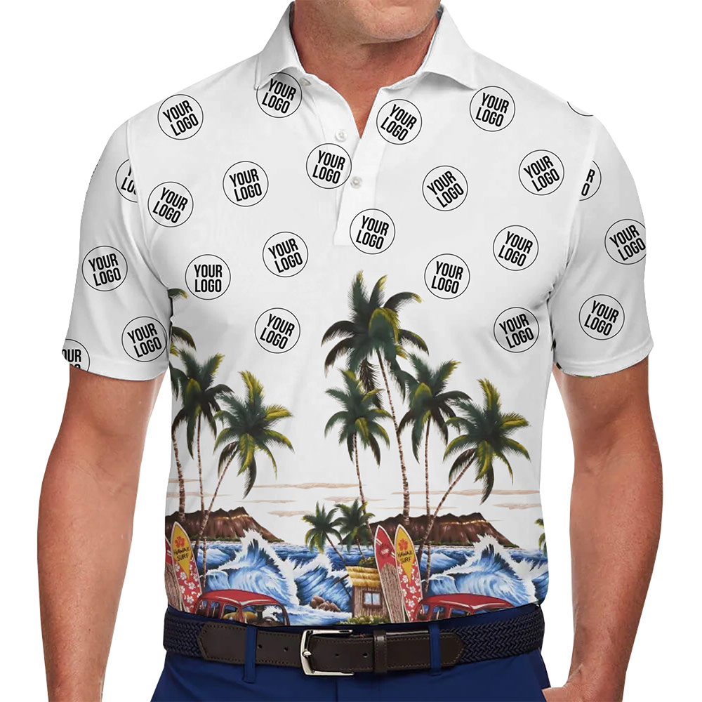 Custom Company Logo Tropical Beach Polo Shirt - variant image 1