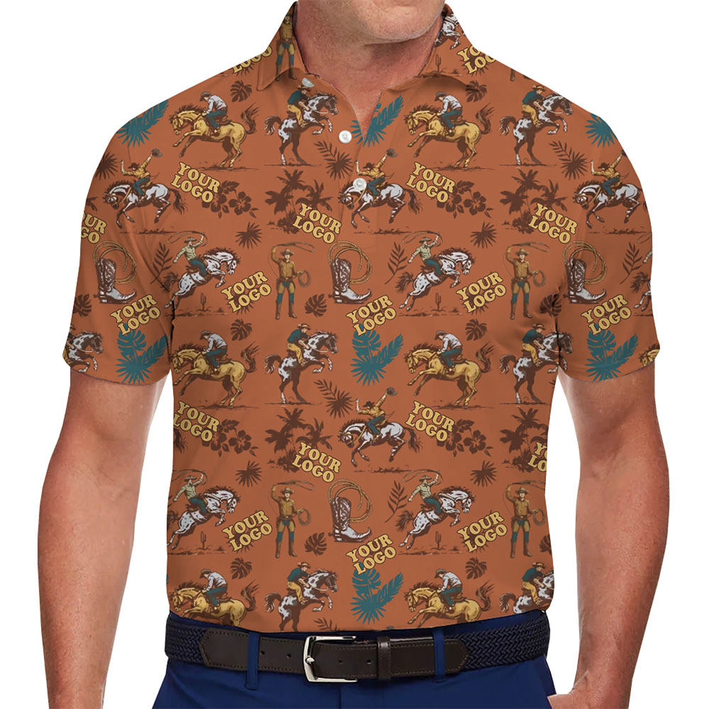 Cowboy Sunset Golf Polo Shirt With Custom Logo - variant image 1
