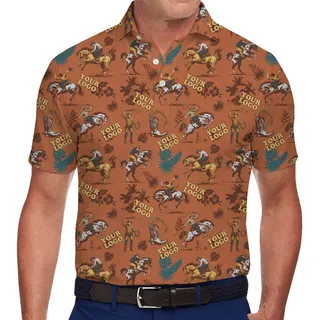 Cowboy Sunset Golf Polo Shirt With Custom Logo