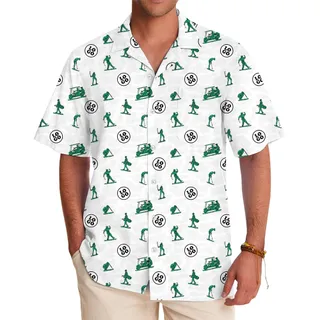 Custom Golf Themed Hawaiian Shirt with All Over Logo Print