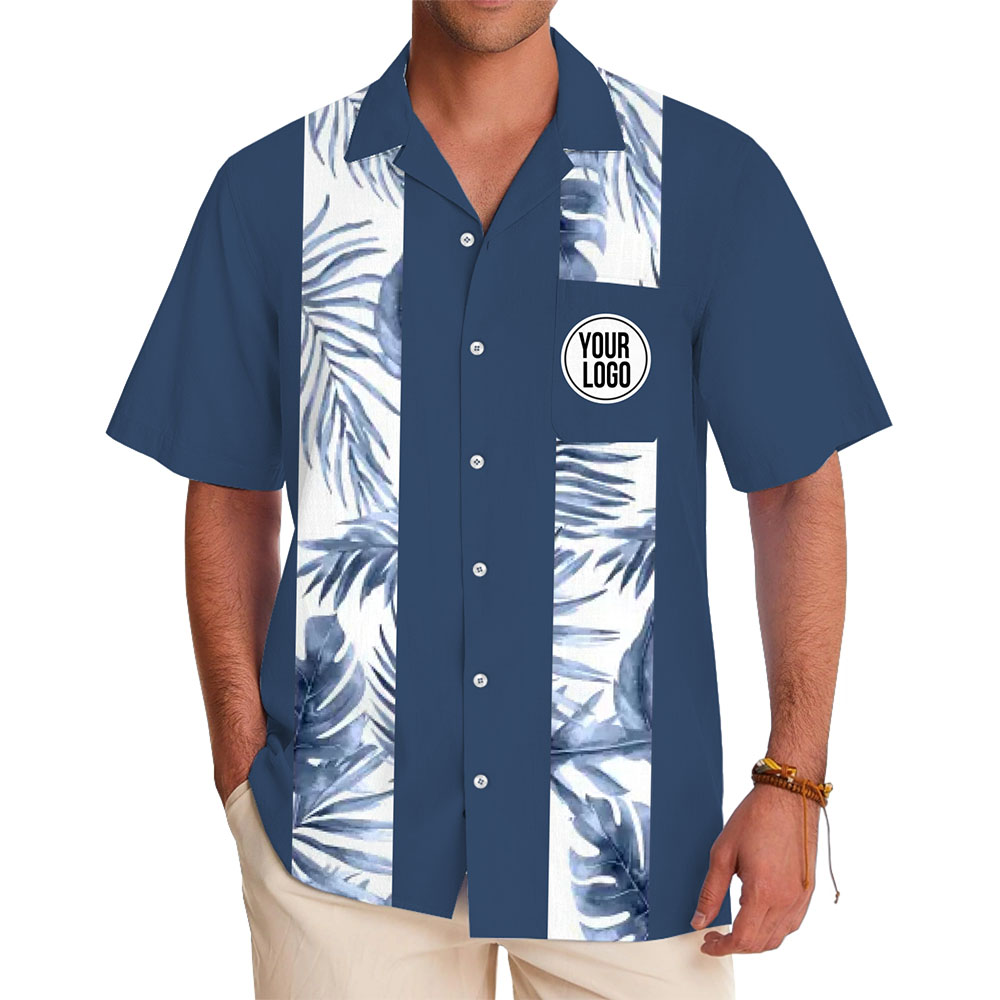 Tropical Vertical Stripe Hawaiian Shirt with Custom Logo - variant image 1