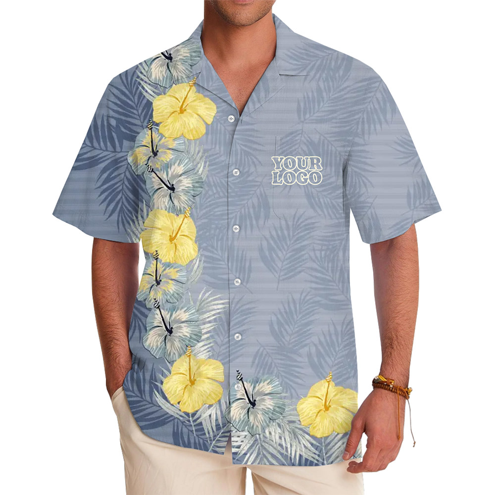 Palm And Hibiscus Harmony Hawaiian Shirt With Logo - variant image 1
