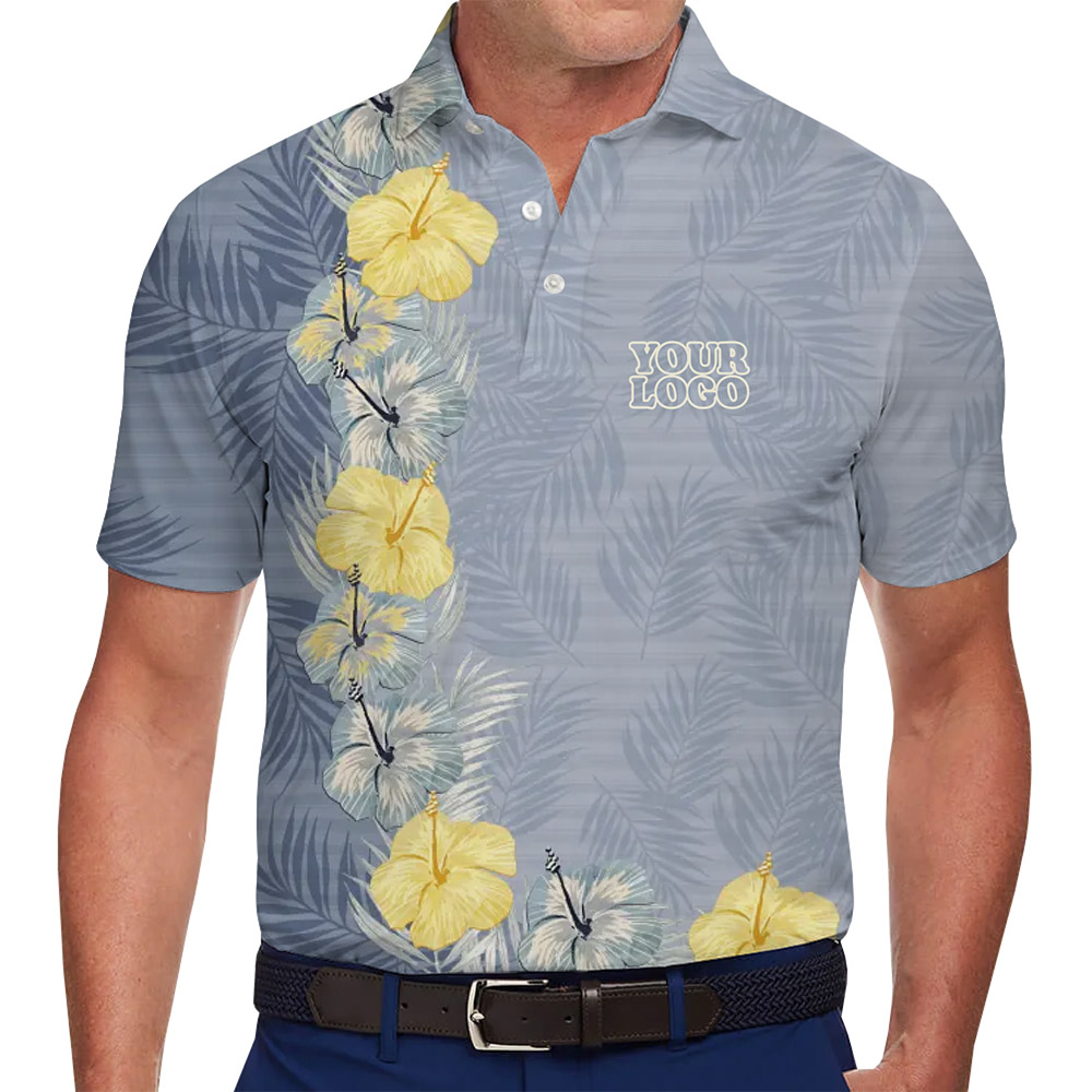 Palm And Hibiscus Harmony Hawaiian Polo Shirt With Logo - variant image 1