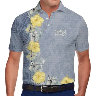 Palm And Hibiscus Harmony Hawaiian Polo Shirt With Logo