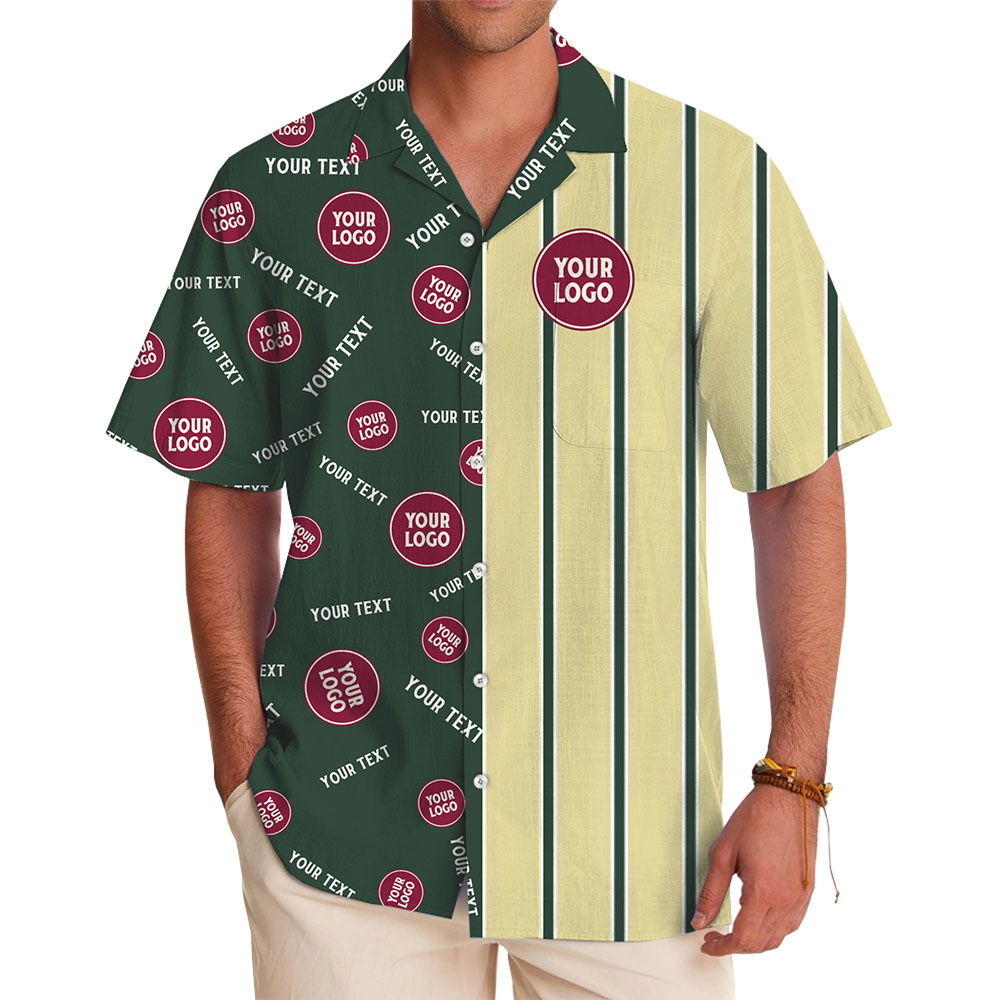 Custom Striped Hawaiian Shirt With Logo And Text - variant image 1