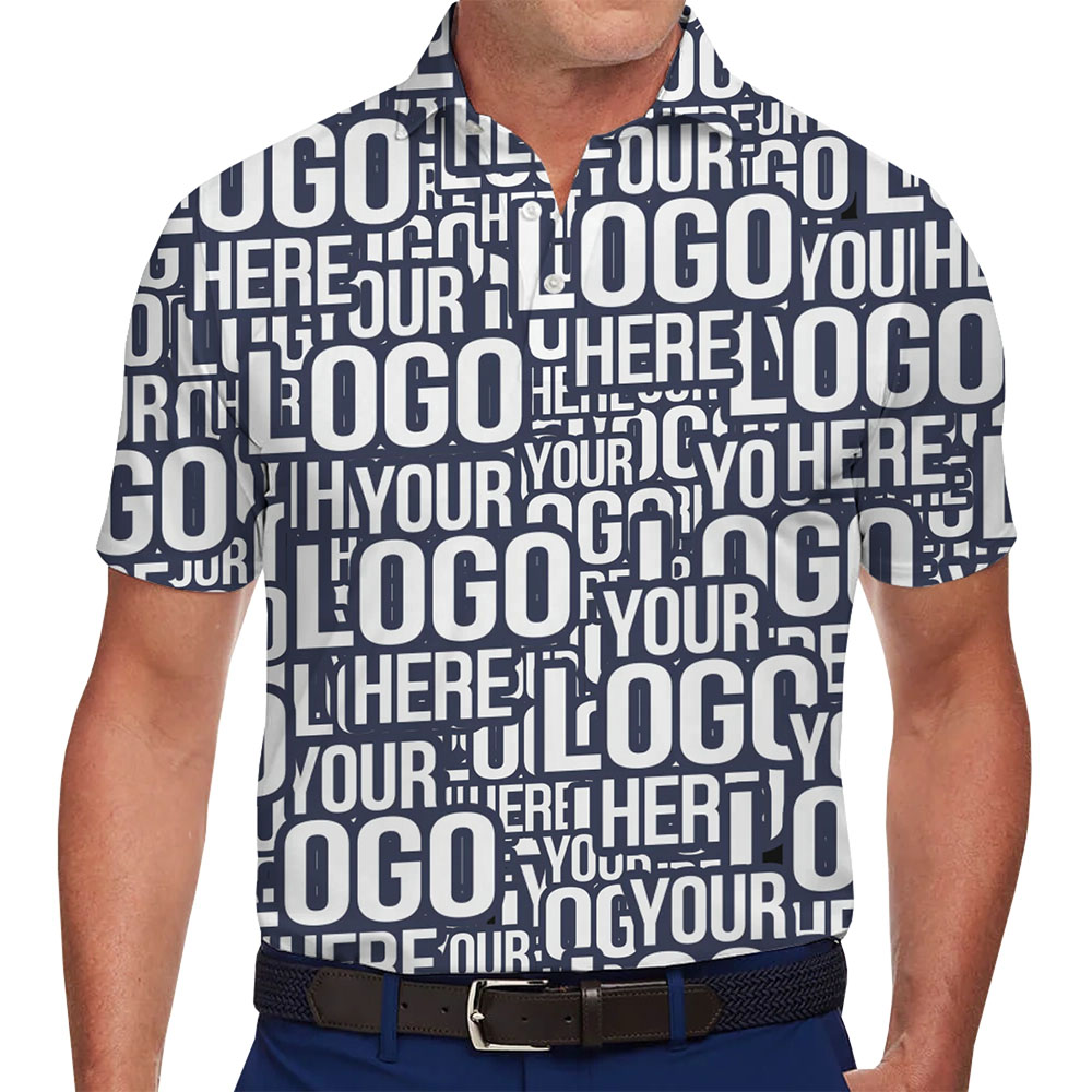 Personalized Logo Collared Golf Shirt With All Over Logo Print - variant image 1