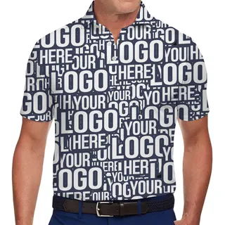 Personalized Logo Collared Golf Shirt With All Over Logo Print