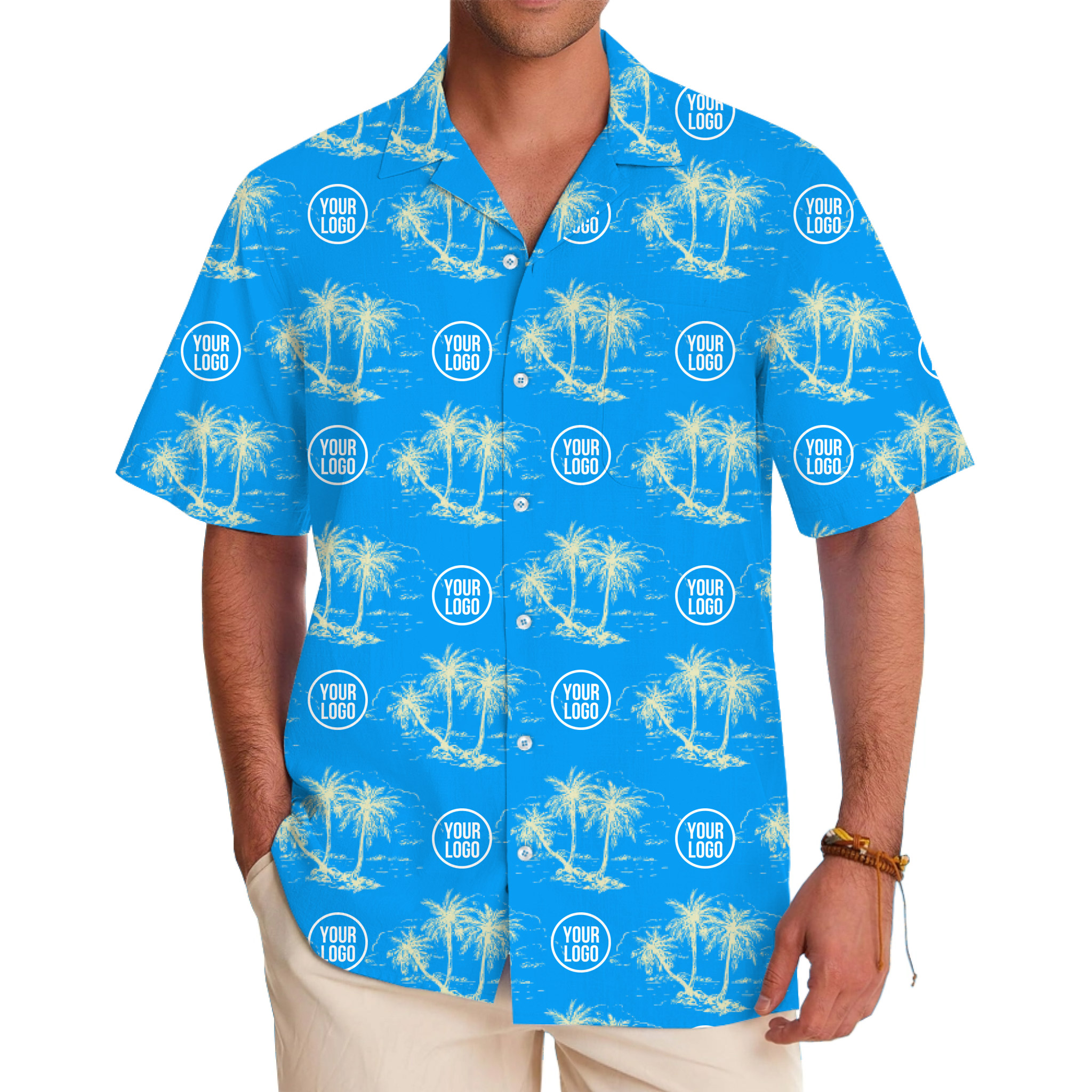Tropical Palm Hawaiian Shirt Custom Logo - variant image 1