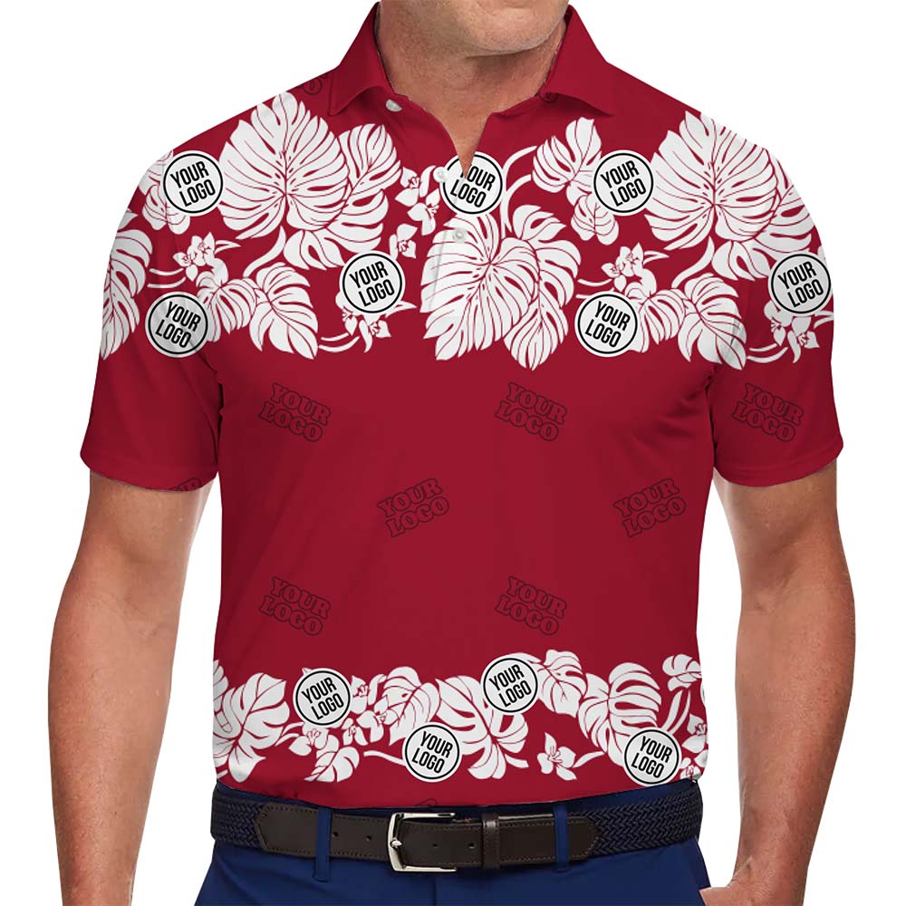 Custom Logo Red Hibiscus Polo Shirt With No Minimum - variant image 1