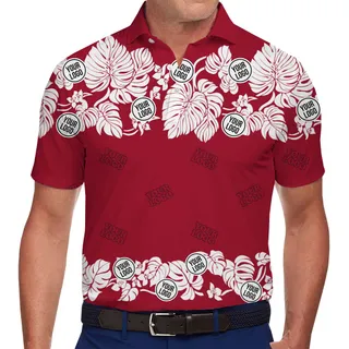 Custom Logo Red Hibiscus Polo Shirt With No Minimum