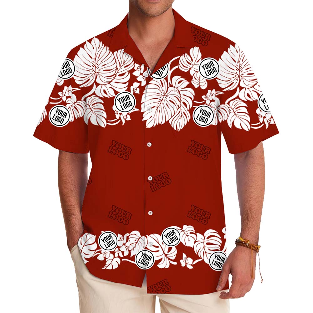 Red Hibiscus Hawaiian Shirt With Custom Logo No Minimum - variant image 1