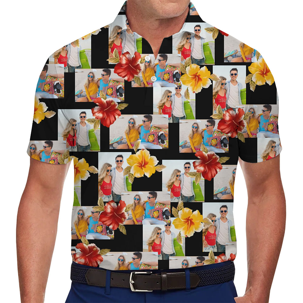 Floral Custom Polo Shirt With Photo No minimum - variant image 1