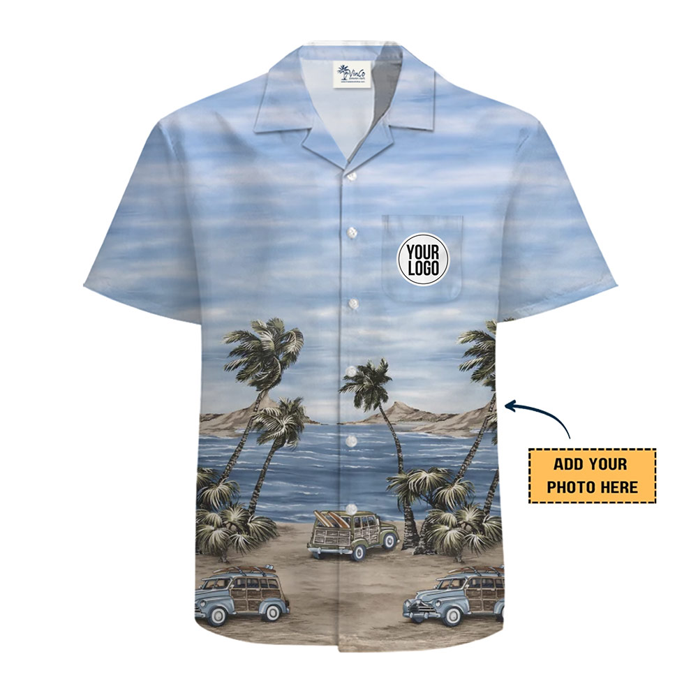 Retro Surf Beach Aloha Shirt with Custom Logo