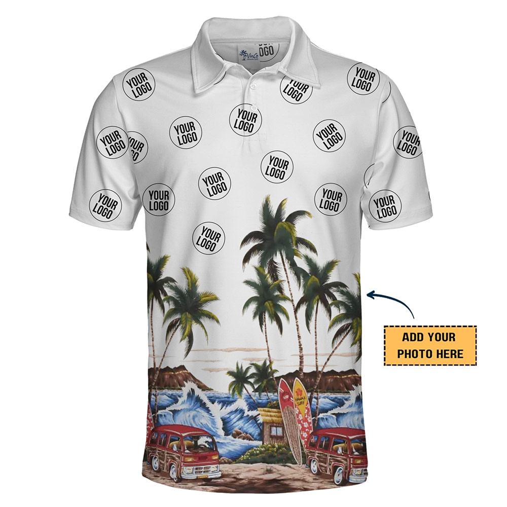 Custom Company Logo Tropical Beach Polo Shirt