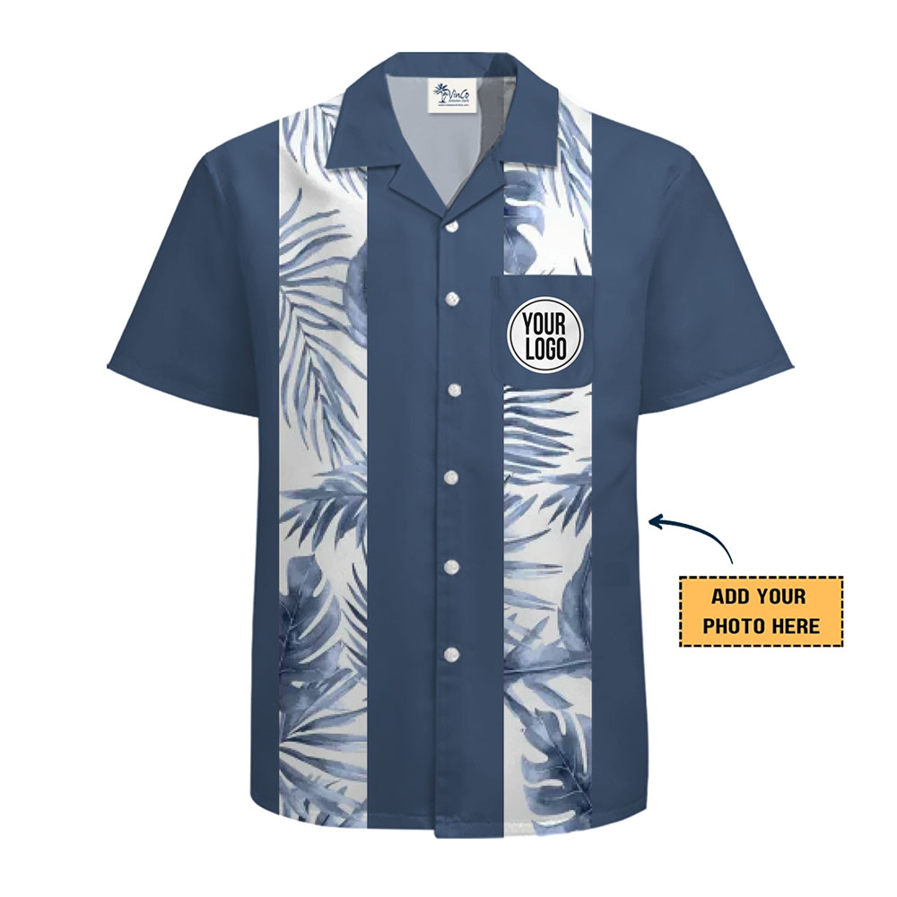 Tropical Vertical Stripe Hawaiian Shirt with Custom Logo