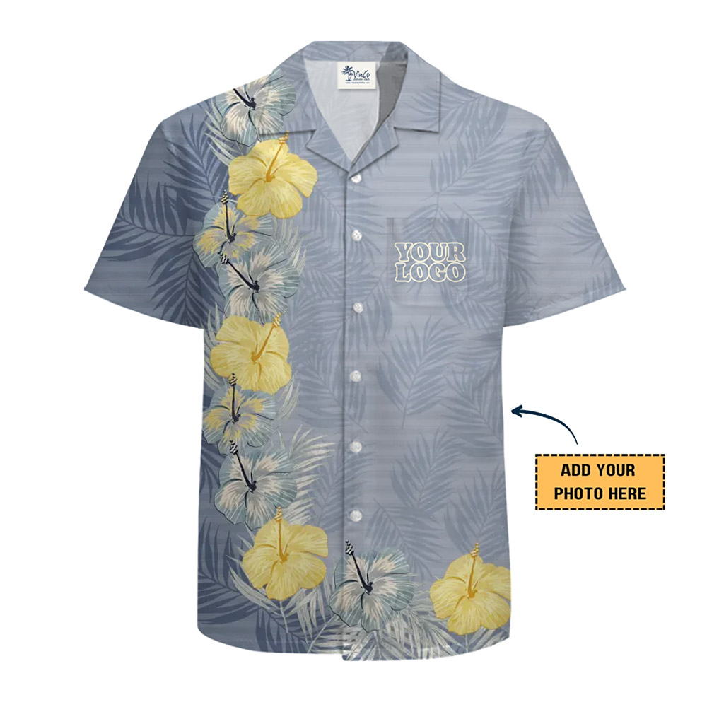 Palm And Hibiscus Harmony Hawaiian Shirt With Logo