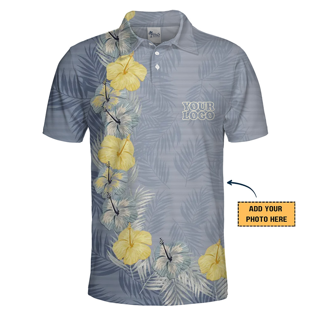 Palm And Hibiscus Harmony Hawaiian Polo Shirt With Logo
