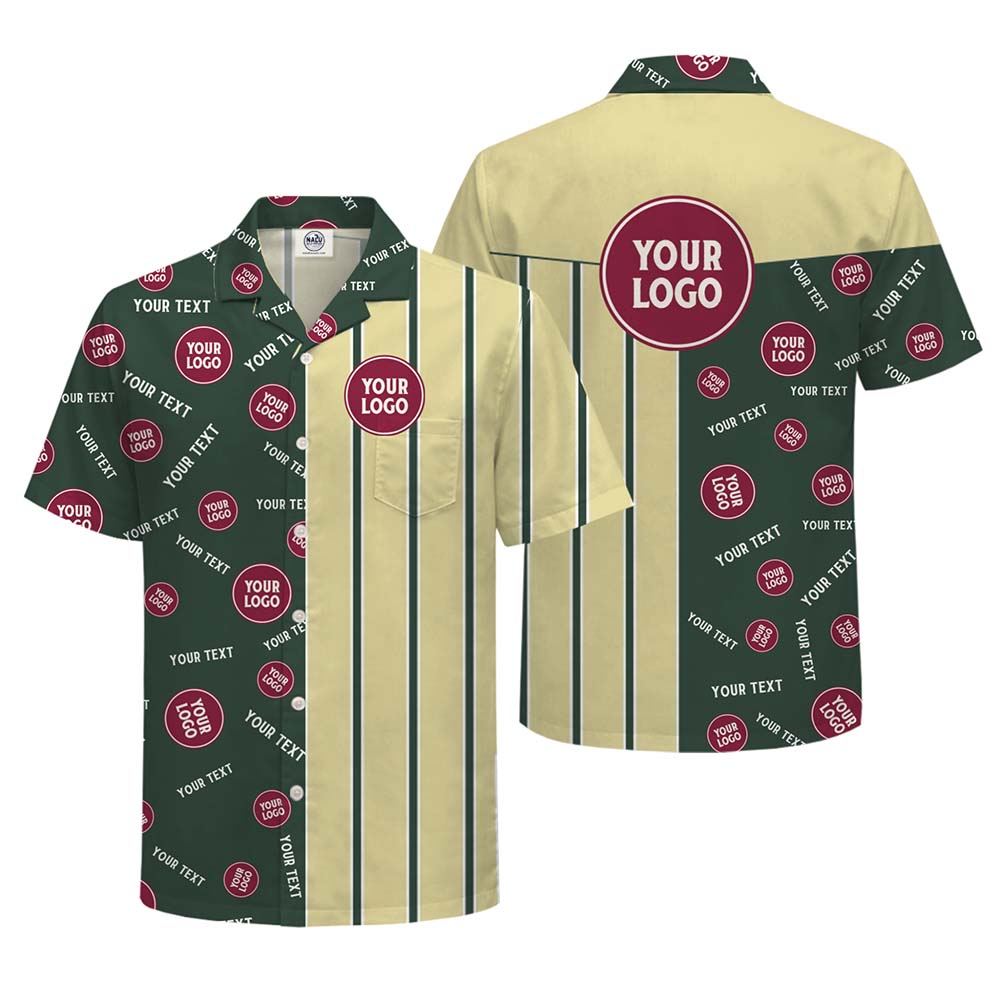 Custom Striped Hawaiian Shirt With Logo And Text