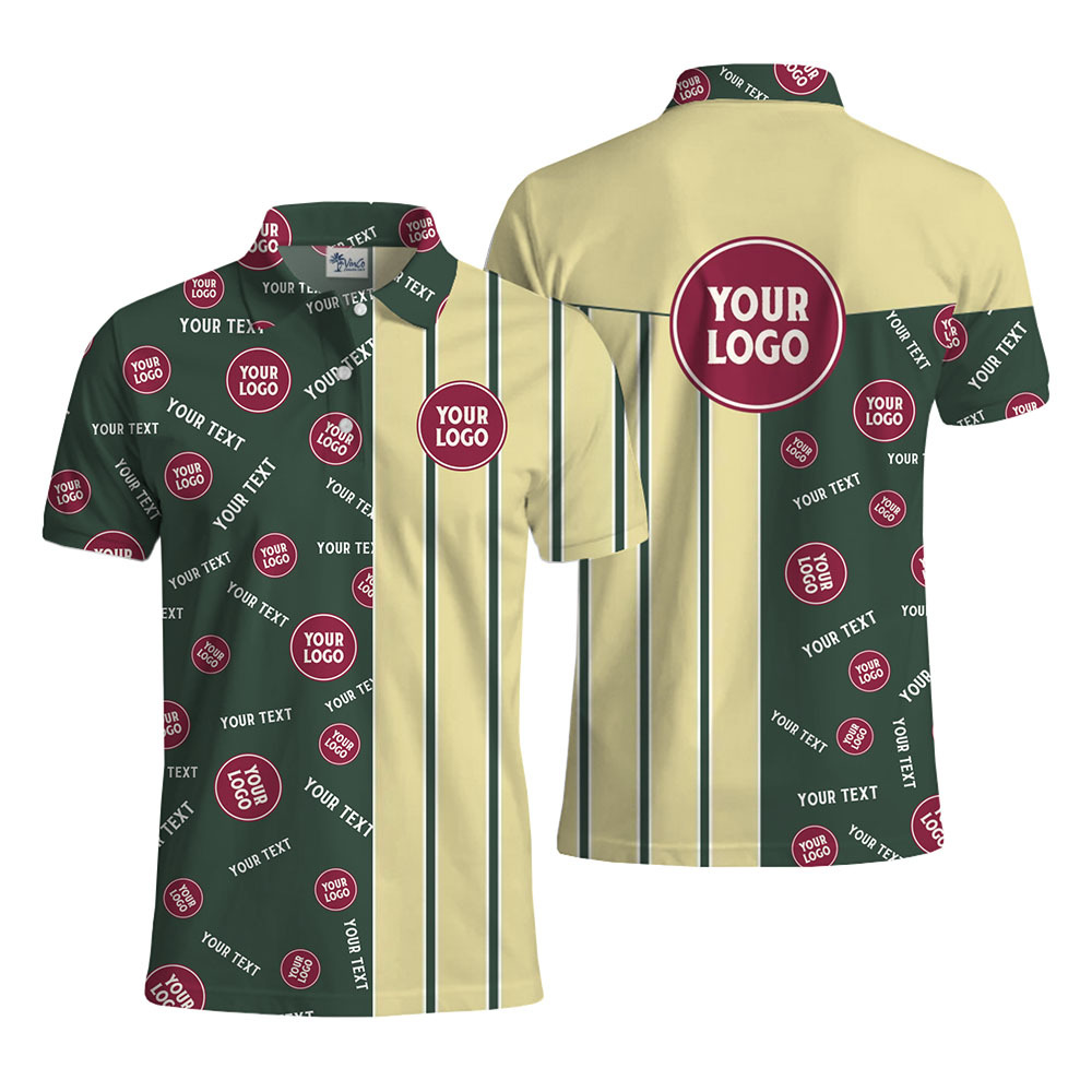 Custom Striped Polo Shirt With Logo And Text