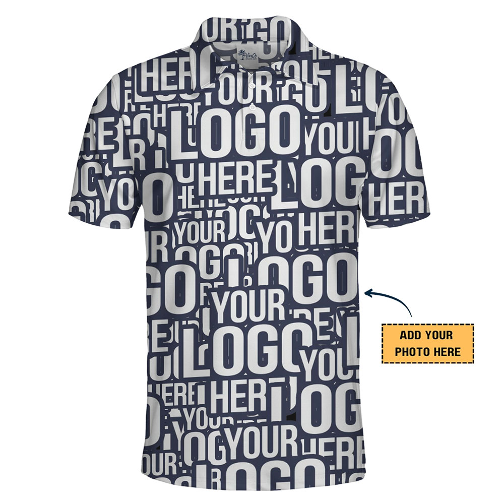 Personalized Logo Collared Golf Shirt With All Over Logo Print