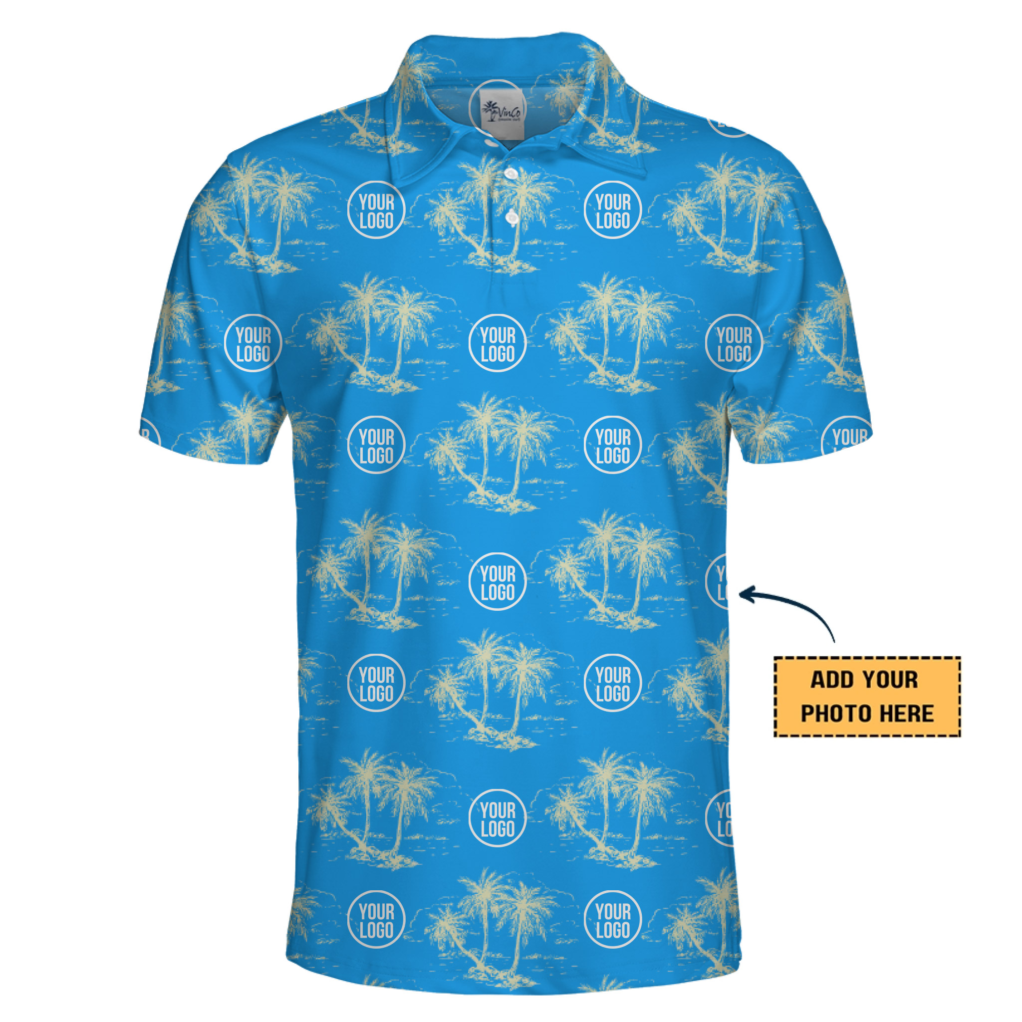 Tropical Palm Hawaiian Polo Shirt Custom Logo