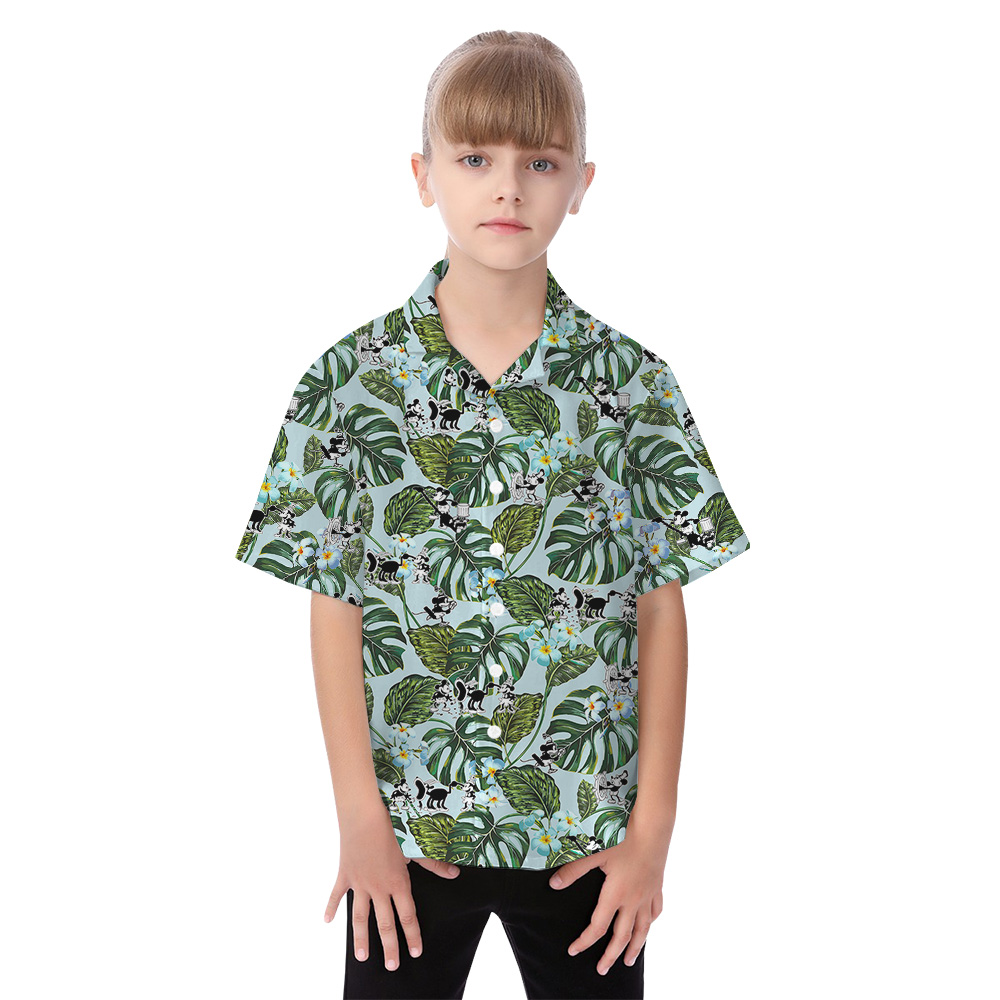 Tropical Floral Mickey Steamboat Willie Matching Family Hawaiian Outfits