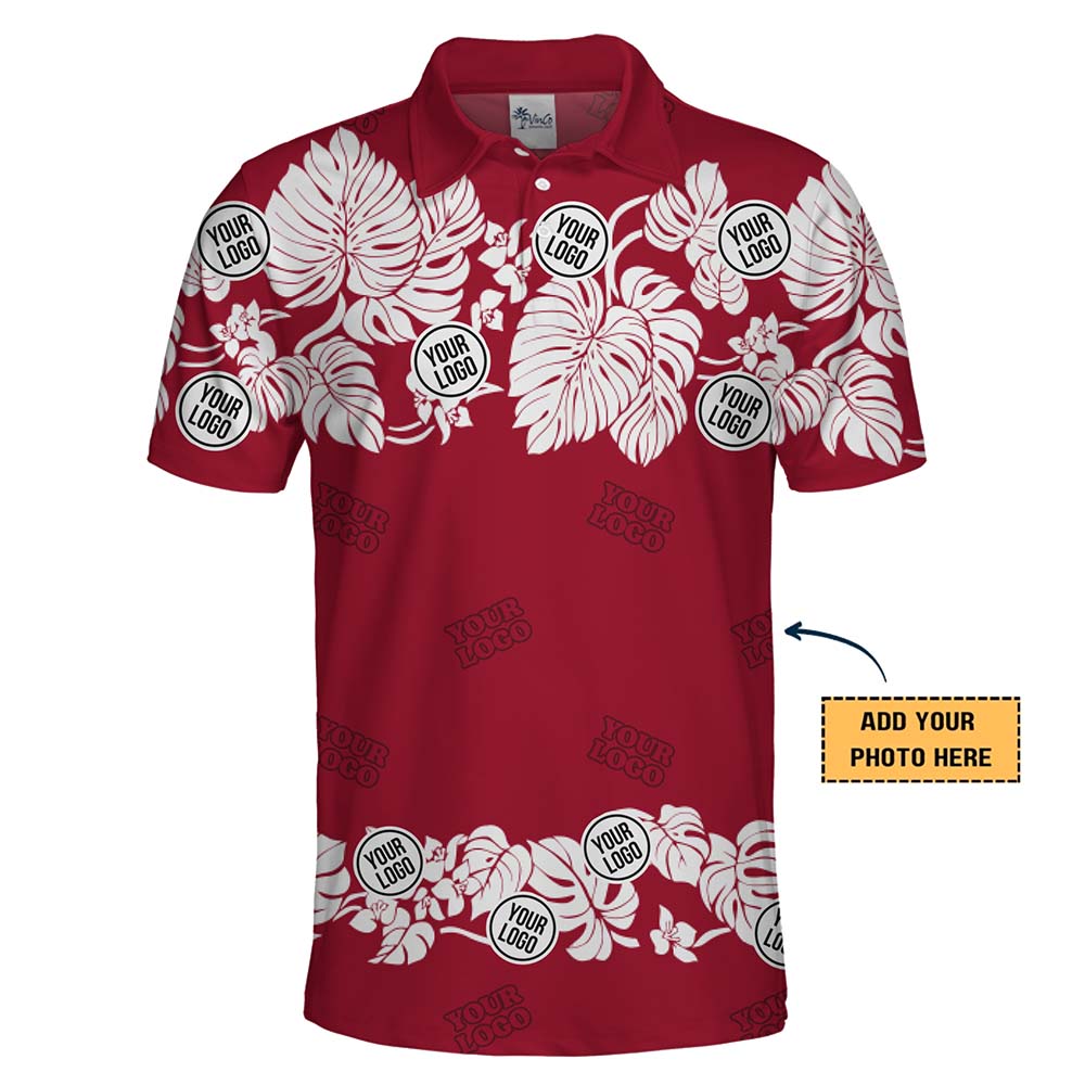 Custom Logo Red Hibiscus Polo Shirt With No Minimum