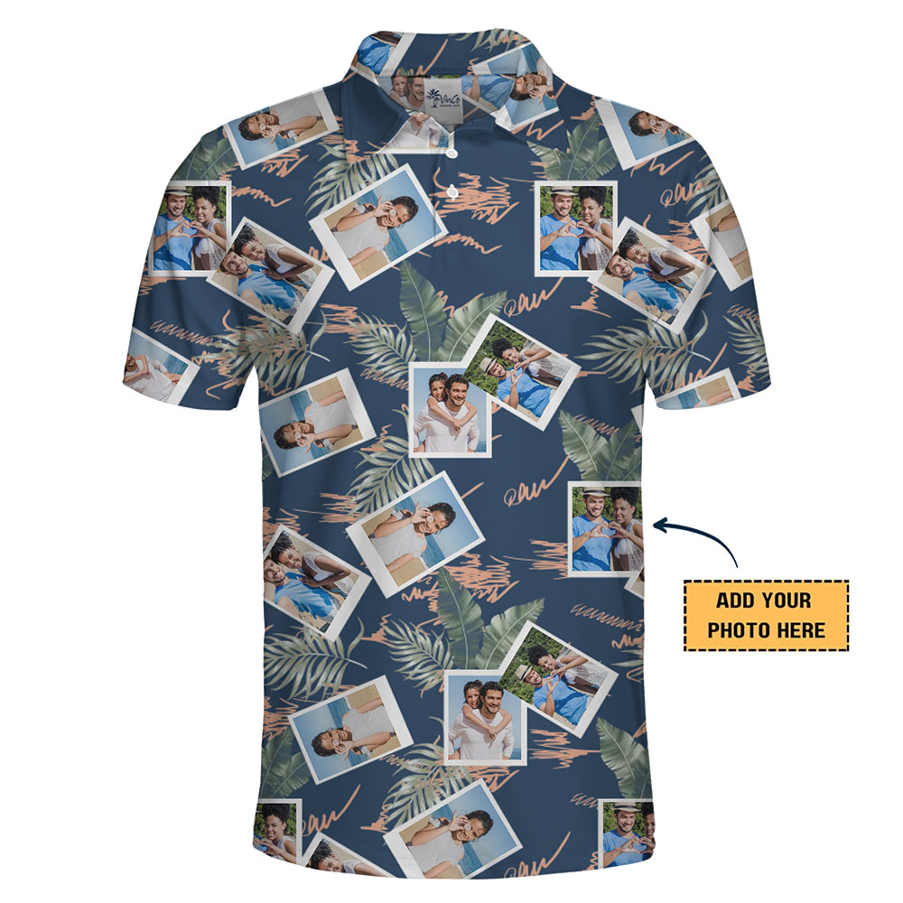 Customize Photo Collage Polo Shirt with Tropical Charm