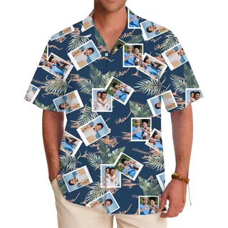 Custom Photo Collage Hawaiian Shirt with Tropical Design