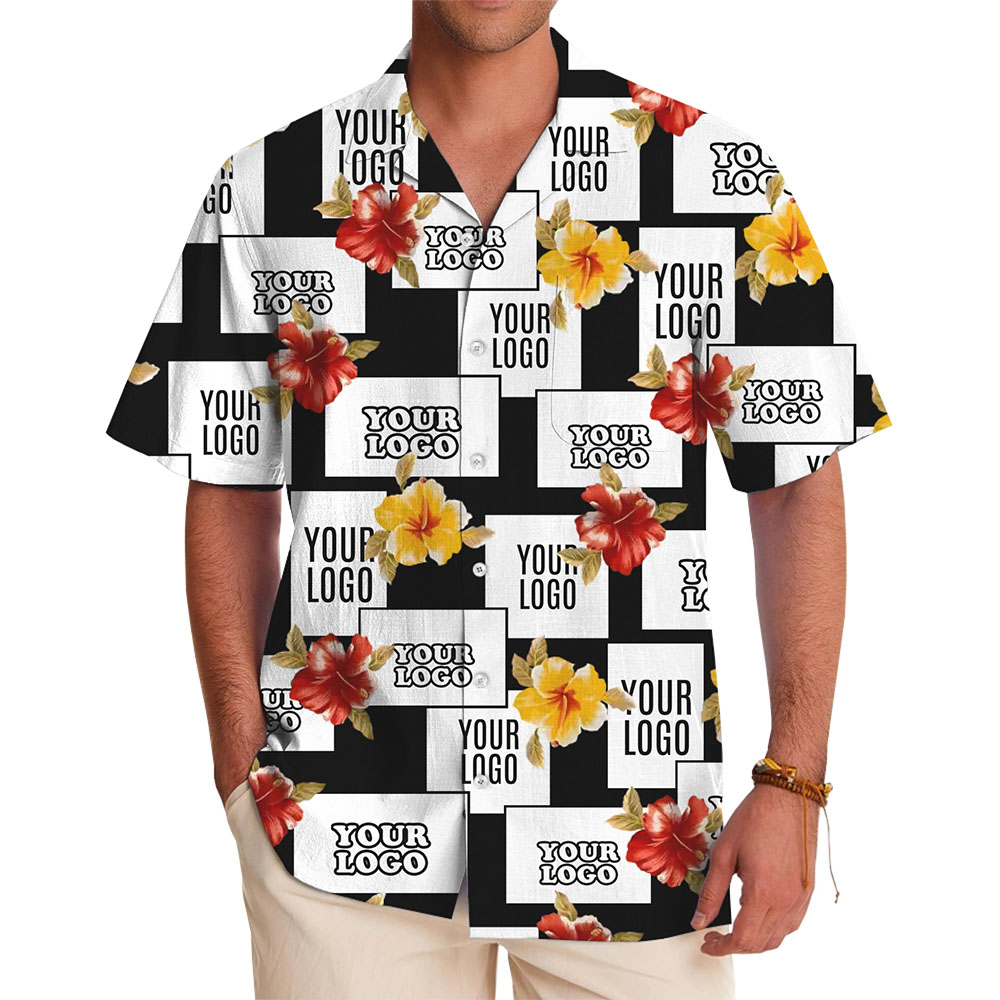 Vintage Hibiscus Button Up Shirt With Logo No minimum - variant image 1