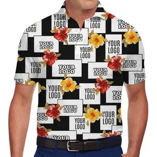 Custom Corporate Polo Shirts With Floral And Logo Print