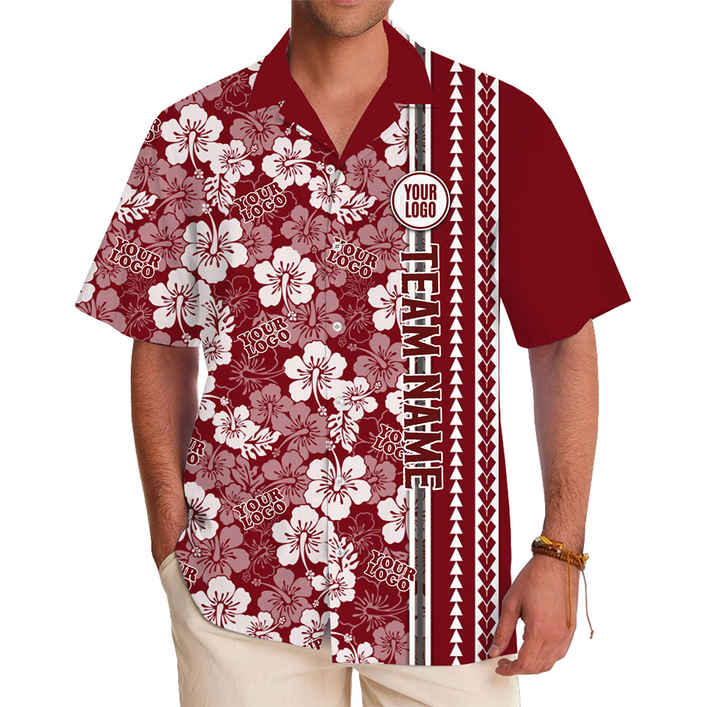 Personalized Floral Pattern Hawaiian Shirt with Logo Placement Options - variant image 1