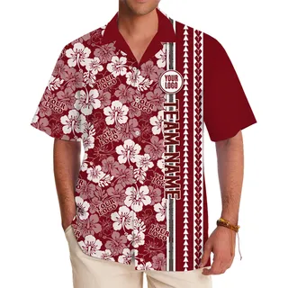 Personalized Floral Pattern Hawaiian Shirt with Logo Placement Options