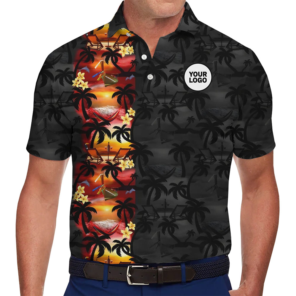Modern Logo Polo Shirt with Tropical Sunset Design - variant image 1