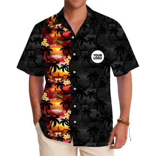 Custom Sunset Vibe Hawaiian Shirt with Your Logo