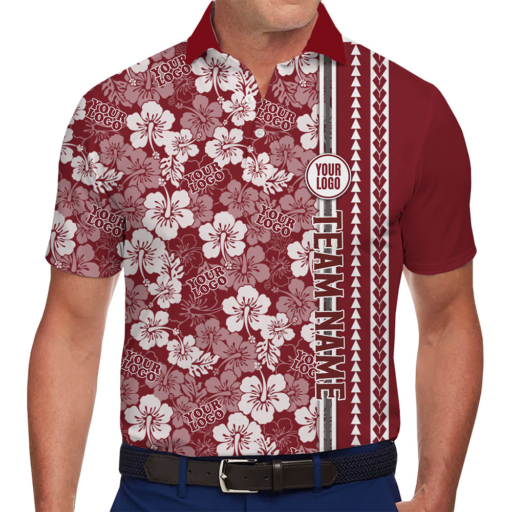 Custom Team Hawaiian Polo Shirt with Logo and Floral Design - variant image 1