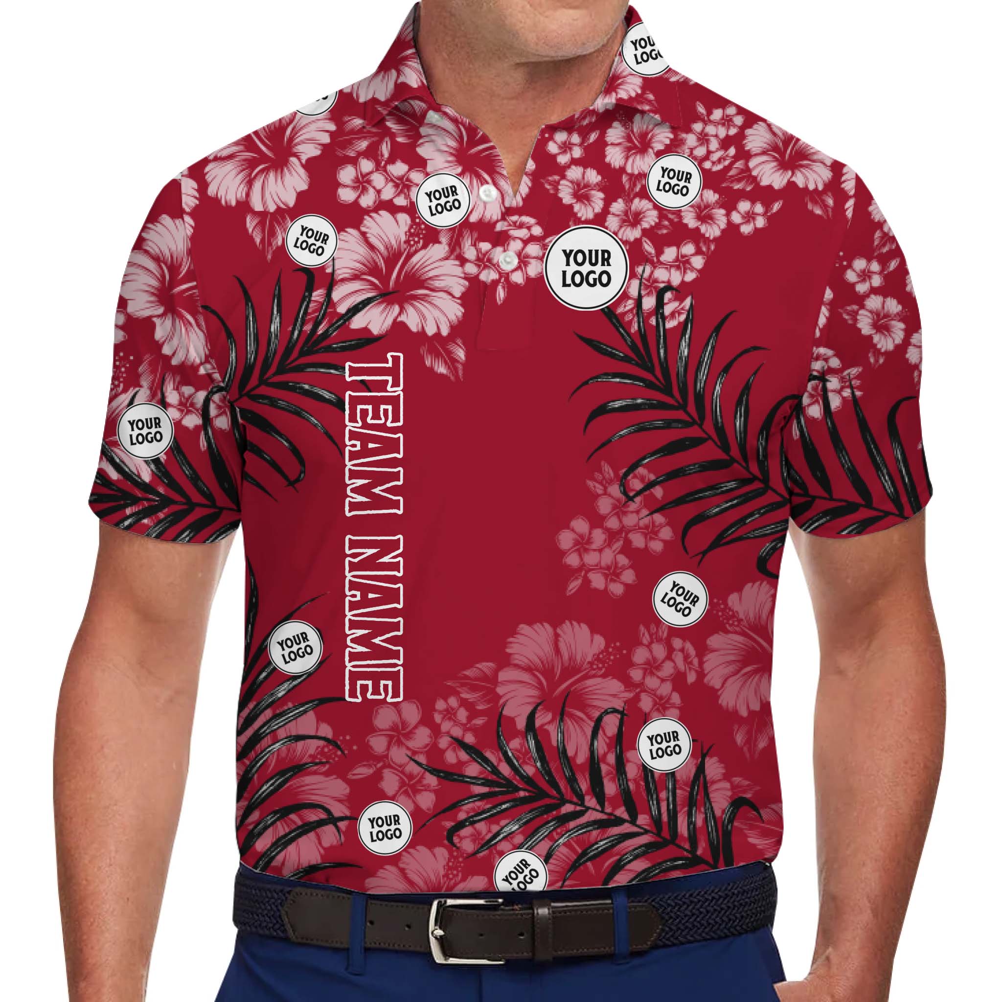 Personalized Red Polo Shirts With Team Name And Logo - variant image 1