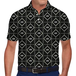 Geometric Pattern Polo Shirt with Personalized Logo