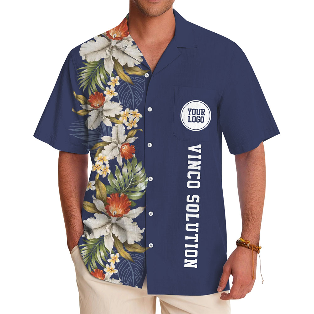 Vintage Floral Hawaiian Button Up Shirt With Logo And Text - variant image 1