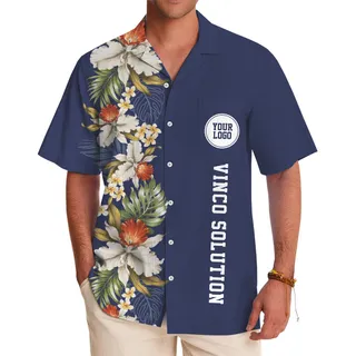 Vintage Floral Hawaiian Button Up Shirt With Logo And Text
