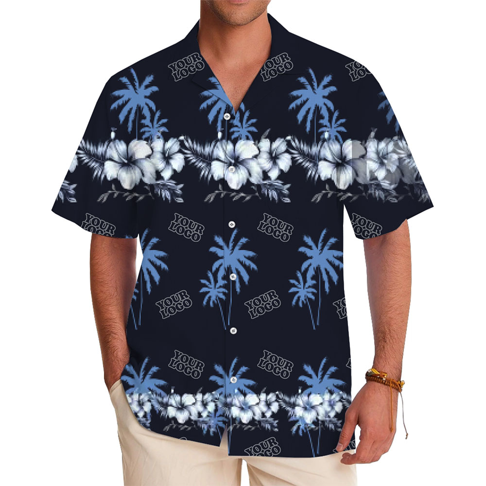 Palm And Floral Custom Aloha Shirt With Company Logo - variant image 1