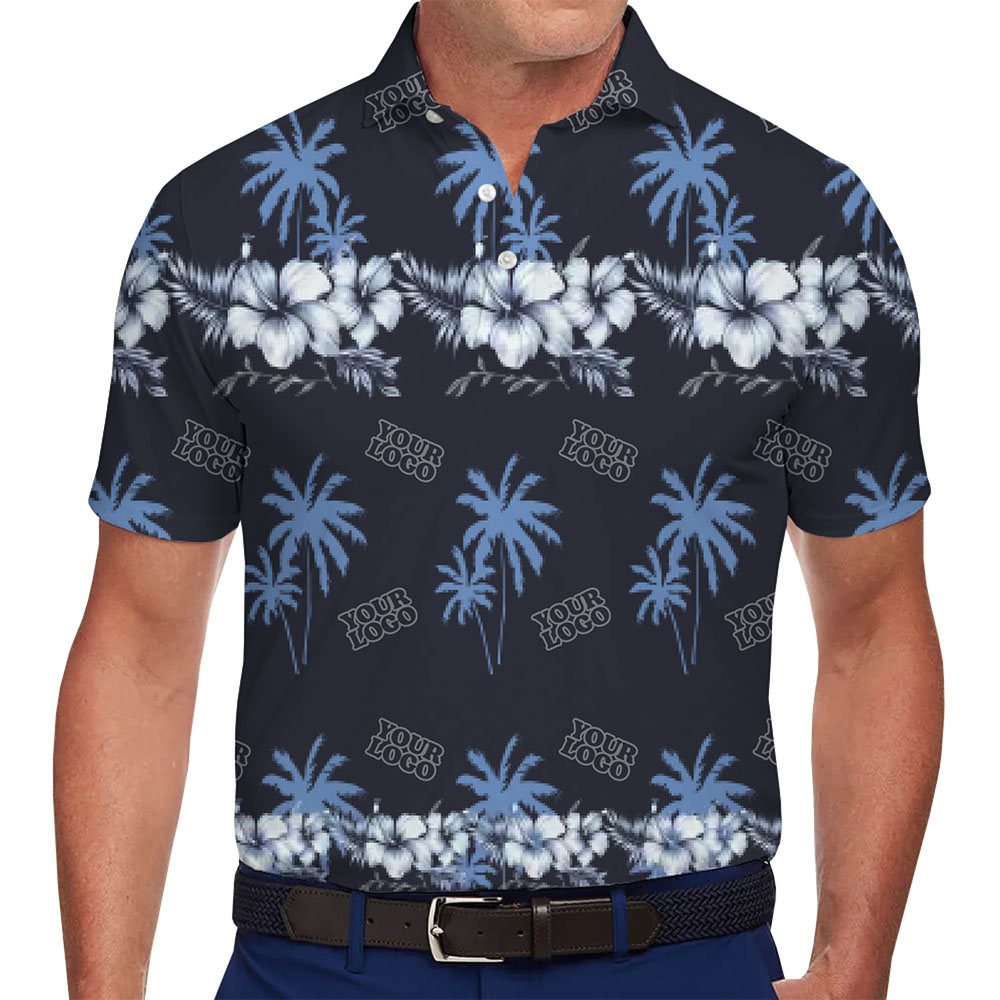 Custom Floral and Palm Design Polo Shirt With Logo - variant image 1