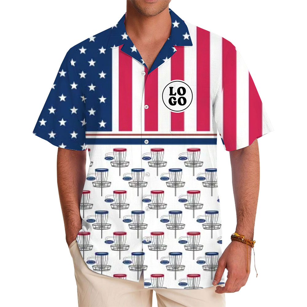 Disc Golf American Flag Hawaiian Shirt Custom Logo - variant image 1