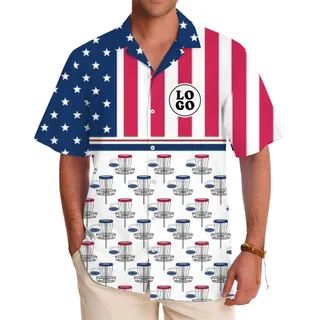 Disc Golf American Flag Hawaiian Shirt Custom Logo