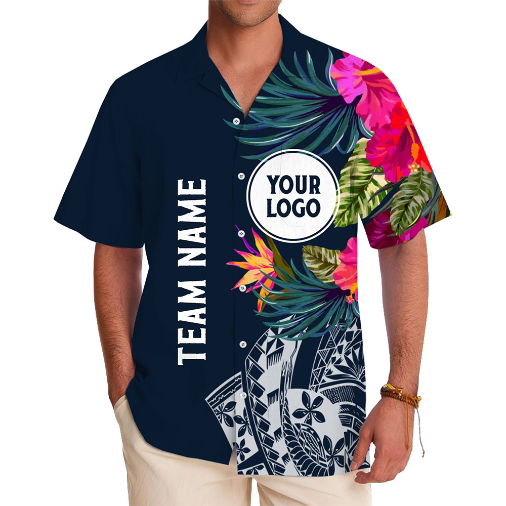 Personalized Floral Hawaiian Shirt With Team Logo and Name - variant image 1
