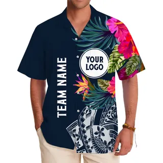 Personalized Floral Hawaiian Shirt With Team Logo and Name